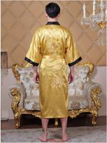 Unisex Raudonas ir Juodas Dvipusis Drakono Siuvinėjimo Tang Stiliaus Chalatas One Size juoda/auksas