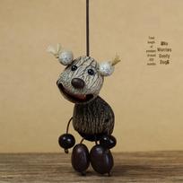Yunnan Bean Pod Doll Pendant: Forest-Style Wind Chime & Healing Sound Therapy Charm Gift gray