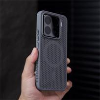 Vėsinantis magnetinis dėklas, skirtas Xiaomi 15 14 13 Mi 13T Pro POCO F6 F5 F5Pro 5G, su MagSafe, medaus koriaus tinklelio apsauginis galinis dangtelis, buferis For Xiaomi 15 Pro pilka spalva