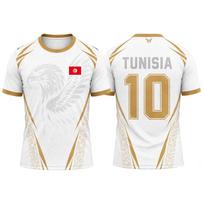 New Tunisia Flag Print Football Jersey Men's Sports Quick-drying And Breathable Football Training Uniform Unisex Casual Tops XL white
