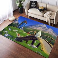Mumi slėnis Mumi Snifkis Tiltas Pilis Animacinis Spaudinys Neslystanti Grindų Kilimas Žali Kalnas Vaikų Svetainės Miegamojo Dekoras Grindų Kilimėlis Mumi Gerbėjams 80x120cm( 31x47in)