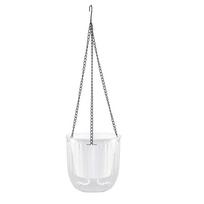 Transparent Hanging Basket Flower Pot for Lazy PeopleinsWind Self-priming Hydroponic Resin Large Diameter Fall-resistant Sunproo (transparent,165mm)