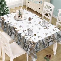 Christmas Snowman Pine Tree Snowflake Waterproof Tablecloth Table Decor Reusable Kitchen Dining Tablecloth Christmas Decorations 90x140cm gray