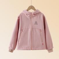 Kids Thickened Fleece Windbreaker Jacket For Boys And Girls Children Warm Outerwear 170cm rožinė