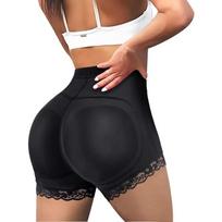 Women Padded Butt Lifter Tummy Control Lace Shaper Shorts Shapewear M black