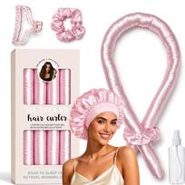 Overnight Heatless Curling Rod Headband Silk Satin No Heat Hair Curler Kit For Sleeping Create Soft Large Waves Without Heat Damage Wine Red black