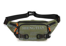 Men's Large Waterproof Nylon Crossbody Fanny Pack - Multi-functional Outdoor Sports Chest Bag One Size kariškai žalia