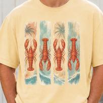 Lobster Shirt, Summer Beach Comfort Colors Tee, Coastal Lobster Shirt, Retro Seafood Tee, Ocean Vacation T-Shirt M beige