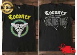 Coroner North American Tour  Two Sides I1309 Unisex shirt Cotton Oversize Large Size L gray