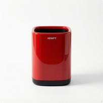 OpenTop Trash Bin Compact Square Can SpaceSaving Wastebasket for Bathroom, Bedroom, raudona