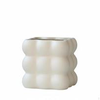 Keramikinis gėlių vazonas, kremas, minimalistinis dekoras, orchidėjoms, sukulentams Burbulas Cream Nine-Grid white