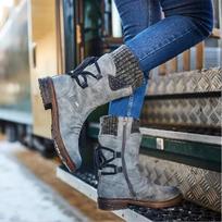 Women Autumn Winter Plus Size Martin Boots Comfortable Fashionable Strap At Back Of Heel 35