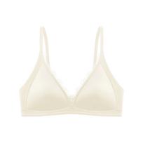 French Sexy Seamless Lingerie Women Silk Satin Lace Bra Deep V Triangular Cup Push Up Bras Adjustable Strap Comfort Underwear L