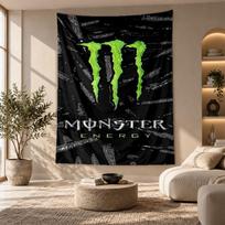 Decorative Tapestry,Monster Energy Printed Wall Art, Lightweight Wall Hanging For Bedroom Background 100cmx150cm beige