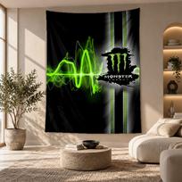Decorative Tapestry,Monster Energy Printed Wall Art, Lightweight Wall Hanging For Bedroom Background 130cmx150cm