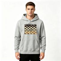 Men's Chess Board Print Pullover Hoodie Casual Long Sleeve Hooded Sweatshirt for Daily Wear XXL pilka