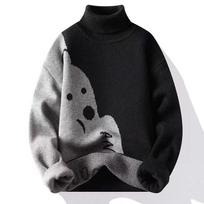 Hong Kong Style Fluffy Bear Knit Sweater - Round Neck, Loose Fit for Teens Medium gray