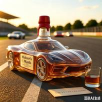 Sportinio automobilio viskio grafinas Stiklinė alkoholio butelis gray