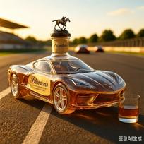 Sportinio automobilio viskio grafinas Stiklinė alkoholio butelis gray