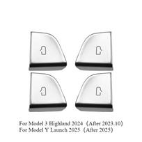For Tesla Model 3 Highland Model Y Juniper/Launch 2025 Car Open Door Button Stickers 4X Handle Cover Interior Protection Trim sidabras