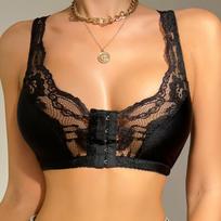 French Style Lace Thin Push Up Wireless Front Closure Plus Size Bra 2XL