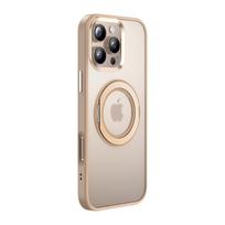 360° besisukantis laikiklis, magnetinis galinis dėklas, skirtas iPhone 16 15 Pro Max 14 Pro, minkštas kraštas, atsparus smūgiams, skaidrus matinis telefono dėklas iPhone 14 Pro bronza