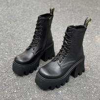 High-heeled Martin boots are popular in autumn and winter, new thick-soled casual boots, muffin thick-soled short tube lace-up fashion boots. 40