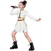 Anime Movie Kids Kpop Demon Hunter Cosplay Rumi Zoey Mira Cosplay Suit Clothes Rumi Zoey Cosplay Outfits Wig Halloween Carnival 150cm white