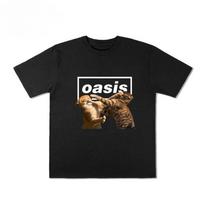 Oasis juostos Katės kovos marškinėliai vyrams ir moterims, vasariniai, amerikietiško retro, britiško roko, laisvi, trumpomis rankovėmis M brown