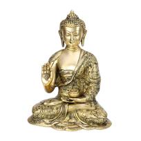 100% Pure Brass Life Story Buddha Idol For Home Decoration, Showpiece - 10 Inch beige