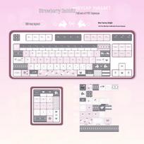 Strawberry Rabbit Pink-Gray PBT Keycaps – Five-Sided Dye-Sublimation, US-Canada Compatible, Lion Night Devil Theme white