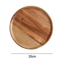 15/20/25cm Medinis Apvalus Serviravimo Padėklas Retro Medinis Picos Salotų Lėkštė Vaisių Deserto Padėklas Duonos Pyrago Indas Užkandžių Lėkštė brown