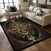 Black Gold Floral Turkish Carpet Sofa Area Rug Home Decor Floor Mat for Living Room Bedside Balcony Kitchen 40x60cm gray