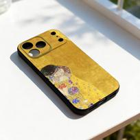 The Kiss Gustav Klimt ART Phone Case For iPhone 11,12,13,14,15,16,17,Pro,Max,Plus,E,SE4,Air,Mini Black Soft Cover iPhone13mini yellow