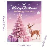 2026 Christmas Countdown Calendar Gift Box 24-Day Surprise Sparkling Kids Bracelet Jewelry DIY Set Christmas Gifts for Girls 17x20x1.5CM pink