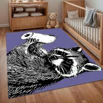 Funny Raccoon Toilet Paper Area Rug Non Slip Soft Floor Carpet for Living Room Bedroom Bathroom Kids Room Humorous Decor 40X60cm white