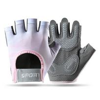 Womens Gym Half-Finger Gloves Weight Training Cycling Outdoor Fitness Breathable Ice Silk Anti-Slip Sweat-Resistant Medium gray