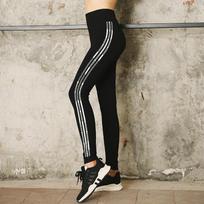 High waist sports side print fashion modal leggings wear thin women's autumn and winter nine points thin medium gray