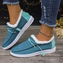Women's Fur-Lined Low-Top Lace-Up Cotton Shoes, Warm Short Boots, Available In Large Sizes. 43