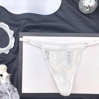 Women Sexy See Through Thong Fine Mesh Panties Open Buttocks G String Underpants Low Waist Adjustable Belt See-Through Lingeri One Size balta
