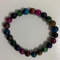 Natural Green Tigers Eye Stretch Bracelet Women Men Geometric Beaded Wristband Sweet Style Jewelry 21cm Multicolor black