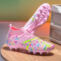 World Cup Football Boots: Adult & Youth Cross-border Training Shoes with Long AG & TF Studs 39 pink