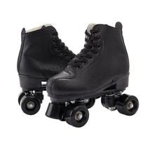 Adult Roller Skates - Flashing Double-Row Inline Skates for Men & Women Black PU + Black Wheels black