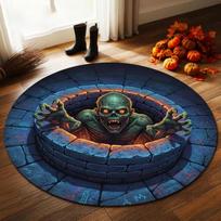1PC 3D Illusion Halloween Area Rug, 3D Skeleton Halloween Rug, Spooky Stairs Illusion Carpet, Gothic Halloween Area Rug Gift Diameter 40cm