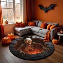 1PC 3D Illusion Halloween Area Rug, 3D Skeleton Halloween Rug, Spooky Stairs Illusion Carpet, Gothic Halloween Area Rug Gift Diameter 60cm