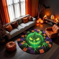 1PC 3D Illusion Halloween Area Rug, 3D Skeleton Halloween Rug, Spooky Stairs Illusion Carpet, Gothic Halloween Area Rug Gift Diameter 40cm
