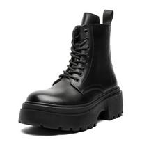 Platform Martin New shoes Men'S British Style Side Zipper Heightening Locomotive New shoes High Top Big Head Shoes 30322-J 38 black