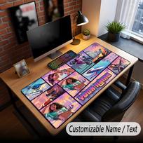 Custom Name Text Big Mouse Pad,GTA Soft Non Slip Extended Desk Mat For Home Office 30cmx60cm brown