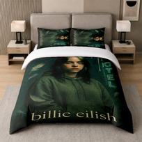 3Pcs Bed Set,Billie Eilish 1 Duvet Cover and 2 Pillowcases, Printed Bedding Decor For Guest Room 135cmx200cm