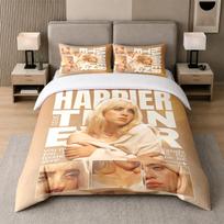 3Pcs Bed Set,Billie Eilish 1 Duvet Cover and 2 Pillowcases, Printed Bedding Decor For Guest Room 140cmx200cm